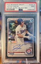 2020 Bowman Justin Foscue 1st BLACK Refractor Rookie AUTO SSP /75 ⭐️ MINT PSA 9 picture