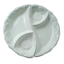 Vintage Belmar of California Pottery Ivory Serving Divided Chip Dip Dishes #406 picture
