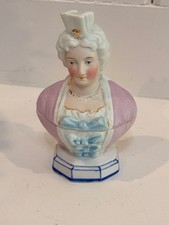 Antique 19th-Century European Hand-Painted Porcelain Lady Bust  Trinket Box picture