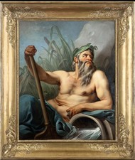 Hand Painted Classical Oil Painting River God Neptune Canvas Art Antique Style picture