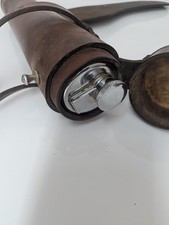 Vintage English Fox Hunting Leather Covered Flask in Brown Leather Saddle Cask. picture