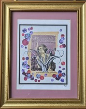 Vintage Original Framed 8 X 10 Mixed Media Collage In Beautiful Frame picture