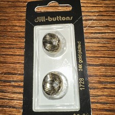 New Vtg Dill Buttons 24K Gold Plated #1728 15mm 5/8” Made In Germany picture