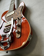 US STOCK Orange Semi-Hollow TL Electric Guitar Bigsby Tremolo Dual P90 Pickups picture