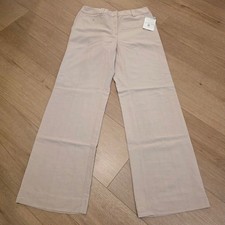 Emma James Trousers Size 8 Beige Linen Blend Wide Leg Pants Neutral Coastal NWT picture