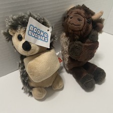 WILD REPUBLIC BOOK BUDDIES HEDGEHOG BISON PLUSH HUGGERS LOT OF 2 W TAG picture