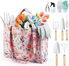 10Pcs Pink Garden Tool Set Heavy Duty Gardening Gifts for Women with Tote Bag picture