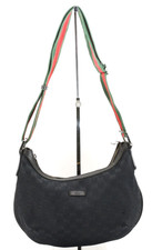 GUCCI [Rank AB] GG Canvas Sherry line Half Moon Crossbody Shoulder Bag 181092 picture