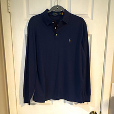 Polo Ralph Lauren Mens Classic Fit Long Sleeve Blue Polo Shirt Size M picture