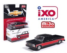 IXO Model (Pickup) 1979 Chevy Scottsdale C20 Crew Cab Black with Red 1015 1/64 picture
