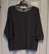 Talbots Plus 3Xp (Petite) Black White Heavy Weight Knit Pullover Round Neck 3/4 picture