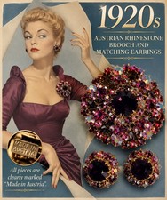 Rare Vintage Austrian Rhinestone Brooch & Matching Earrings Set — 1920s picture