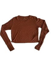 Offline by Aerie Long Sleeve Crop Top Size M Brown picture