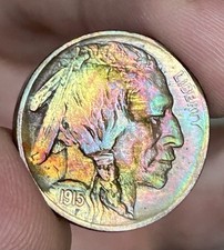 1915-P Buffalo Nickel BU++,  Full Horn 🌈 Rainbow Toner picture