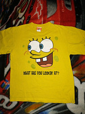 VINTAGE 2004 Nickelodeon SpongeBob SquarePants XL Yellow Graphic Cotton Tee picture