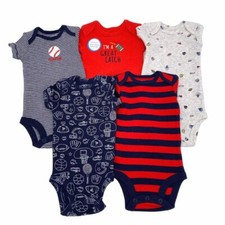 New Carter's Baby Boys Infants Short Sleeves Sports 5 Pack Bodysuits Romper Set picture