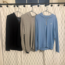 Johnnie-O Men’s L Custom Hooded 1/4 Zip, knit Pullover, Sully Quarter zip picture