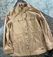 L.L.Bean BeanBuilt Canvas Shirt Jac Men’s Large Tan Khaki Snap Front Workwear picture