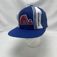 Vintage 80s Quebec Nordiques Snapback Mesh Trucker Hat Blue White NHL Hockey Cap picture