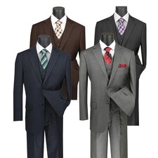 Vinci Men's Regular Fit 3-Piece Tone on Tone Stripe Suit picture