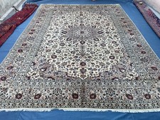 Large 10x13 Cream Antique Turkish Style Rug 9'10x13'3 Floral Medallion Floor Rug picture