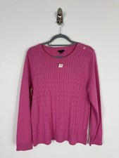 Nwt Talbots Cableknit Crewneck Sweater Size PXL Pink Button Trim Long Sleeve picture