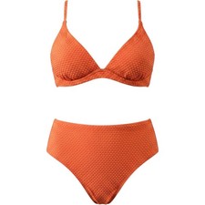 Cupshe Orange Textured Bikini Set M Keyhole Bralette High Waisted Swimsuit NWT picture