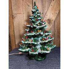 Large Atlantic Mold Ceramic Christmas Tree Flocked ***Has Some Missing Bulbs picture