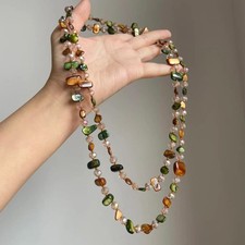 Bohemian Vintage Natural Stone Necklace Handmade Crystal Beads Double Layer picture