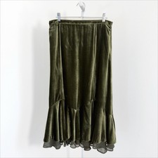 Coldwater Creek Velvet Skirt Womens Size 12 Green Whimsigoth Fairy Grunge Witchy picture