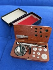 VINTAGE Compact Jewelers Diamond Scale Balance in Custom real Wood Box picture