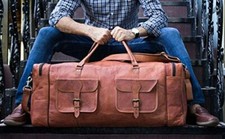 Handmade Leather Duffel Large Travel Gym Sports Overnight Weekender Bag picture