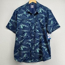 REEL LEGENDS Shirt Mens XL Saltwater II Fish AOP Vented Mesh Lined Blue NEW TAGS picture