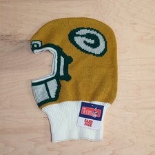 VTG 1990s Green Bay Packers NFL Hat Helmet Game Face Knit Ski Mask NEW picture