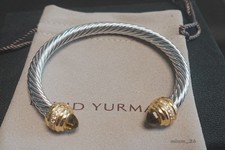 NEWDYurrmanClassic6mm Cable Brown crystal Bracelet with Silver Dome Bangle picture