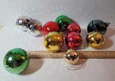 Retro Mid-Century Lot of 10 Bradford Plastic Disco Ball Christmas Tree Ornaments picture