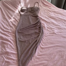 Windsor Women’s Pink Ruched Stretch Knit Bodycon Midi Sweetheart Dress S picture