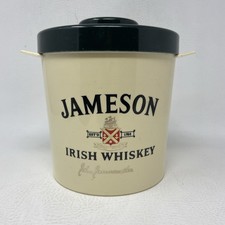 Vintage Jameson Irish Whiskey Ice Bucket Cream and Green Barware Home Bar Decor picture