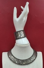 Vintage Mexico 925 Plateria Farfan Statement Necklace & Matching Bracelet. picture