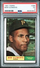 Graded 1961 Topps Bob Roberto Clemente #388 Baseball Card PSA 5 Excellent picture