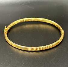 Vintage 10K Yellow Gold Twisted Cable Hinged Bangle Bracelet Italy 4.42g 545 VI picture