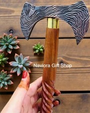 Personalized Viking Axe Walking Stick • Engraved Handmade Cane picture
