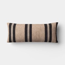 Oversized Lumbar Woven Stripe Pillow Neutral/Black - Threshold picture