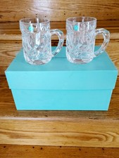 2 TIFFANY & CO CRYSTAL ROCK CUT BEER STEINS w Original Box, NWT - 5
