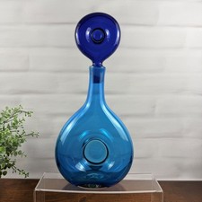 Blenko 5931 Donut Decanter Persian Blue Glass Mid Century Modern picture