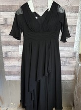 JJ's House Black Chiffon V-Neck Short Sleeve Special Occasion Dress Size 18W NWT picture