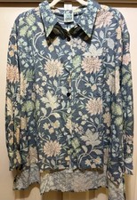 Jaded Gypsy Eyelet Floral Cotton Button-snap Collared Shirt L/XL Blue picture