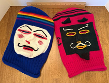 Vintage Peruvian Knit Mask Balaclava Set of 2 Waq'ollo Halloween Costume Folk Ar picture