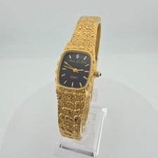 Vintage ANNA JO RITA Ladies Watch Genuine Diamond Gold Plate Nugget Band 8