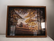 Large 1970's Vintage Shadow Box Silhouette Wall Clock  Trees Meadow picture